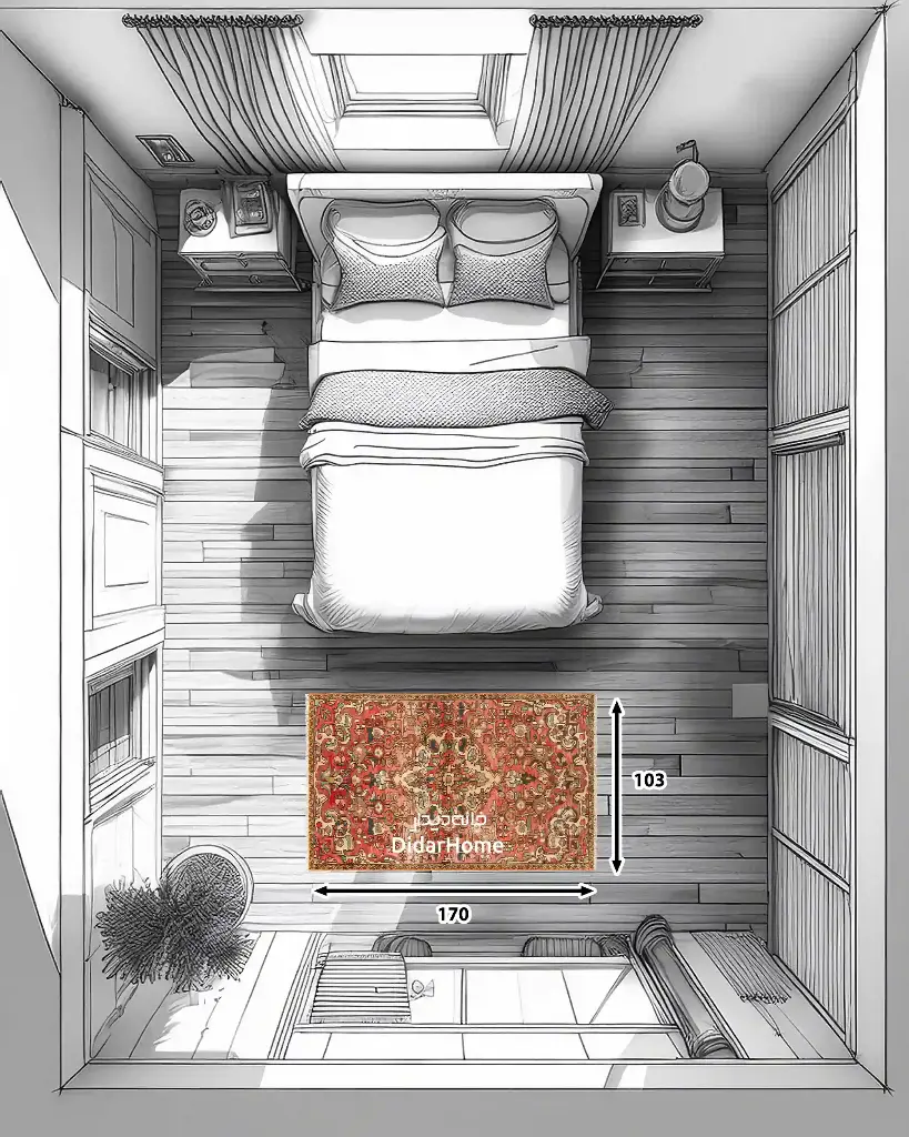 فرش دستباف مدرن همدان طرح ترنجی ذرع و نیم