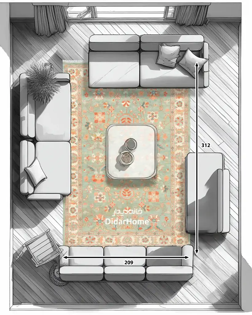 فرش دستباف سلطان آباد طرح افشان شش متری (زیگلر محل)