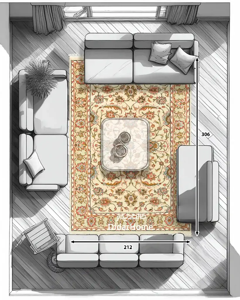 فرش دستباف سلطان آباد طرح افشان شش متری (زیگلر محل)