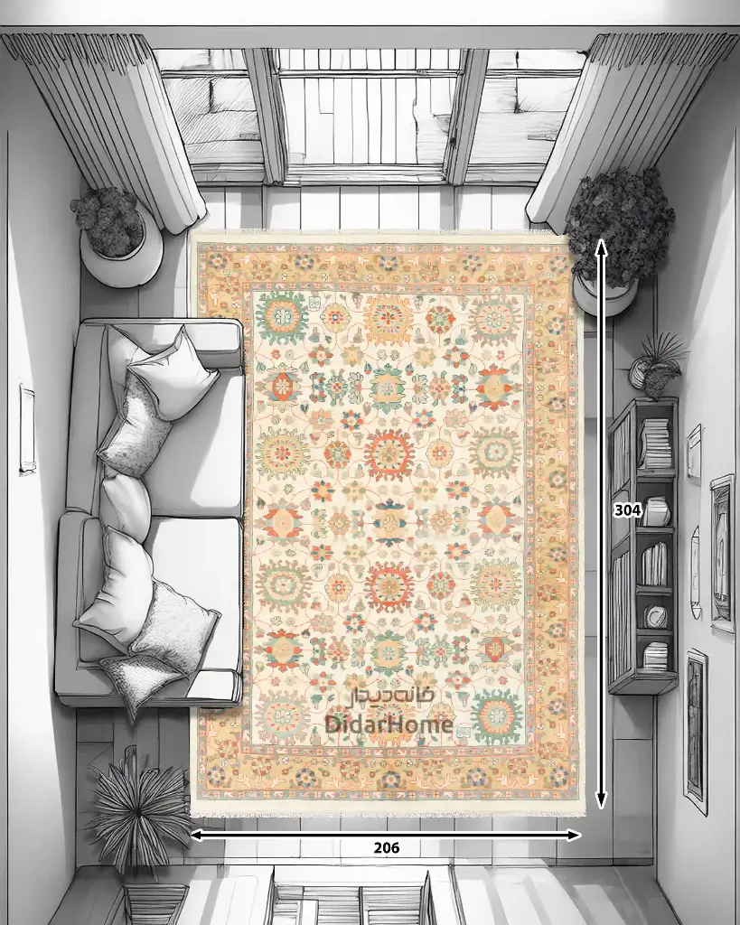 فرش دستباف سلطان آباد طرح افشان شش متری (زیگلر محل)