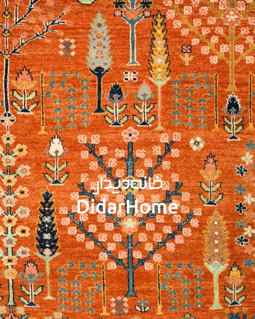 فرش دستباف قشقایی طرح درخت زندگی شش متری