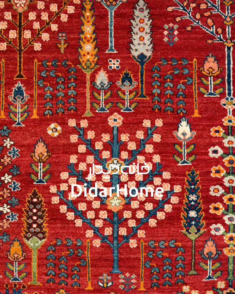 فرش دستباف قشقایی طرح درخت زندگی نه متری