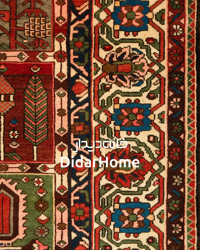 فرش دستباف آنتیک بختیاری طرح خشتی شش متری