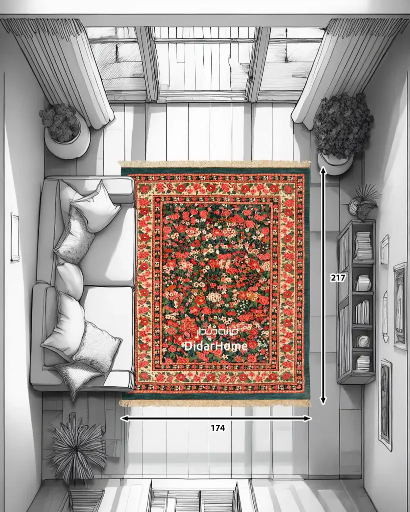 فرش دستباف بیجار طرح هزارگل ۳/۷۸ متری