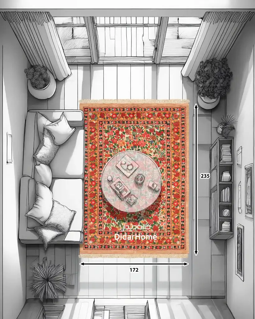 فرش دستباف بیجار طرح هزارگل ۴/۰۴ متری