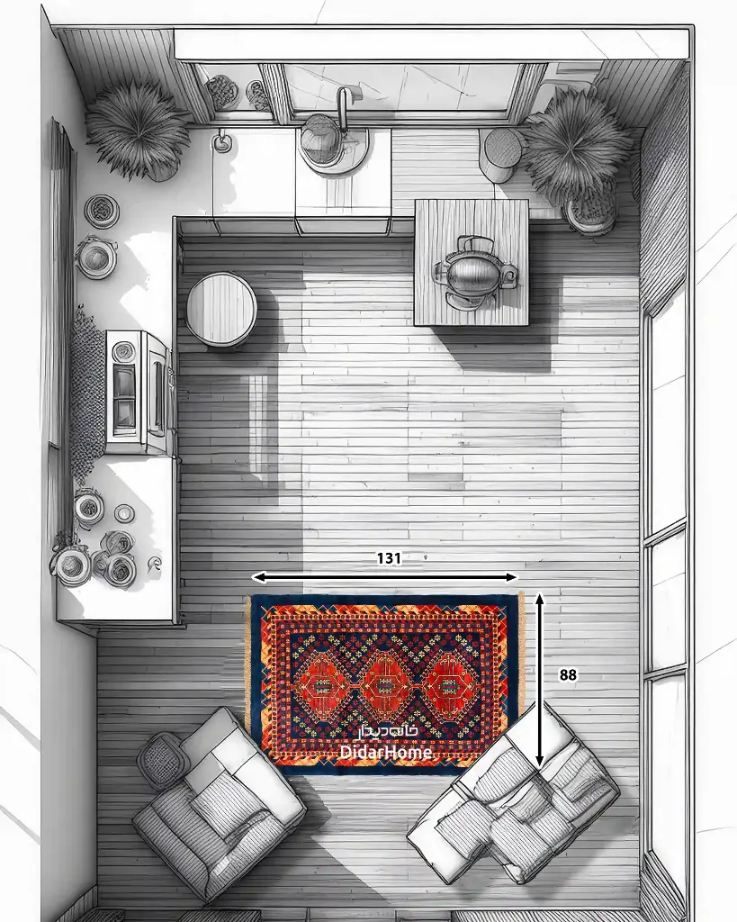 فرش دستباف بختیاری طرح ترنجی ۱/۱۵ متری