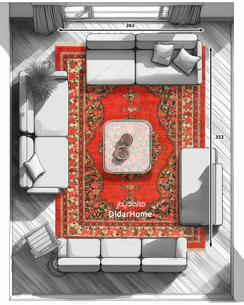 فرش دستباف بیجار طرح ترنجی ۹/۲۵ متری