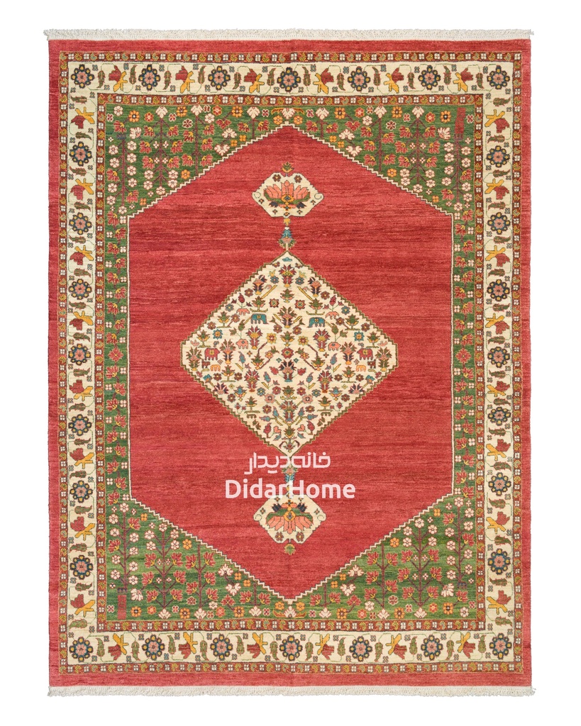 فرش دستباف قشقایی طرح ترنجی چهار متری