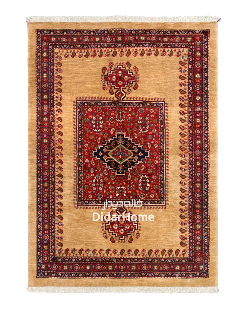 فرش دستباف قشقایی طرح ترنجی چهار متری