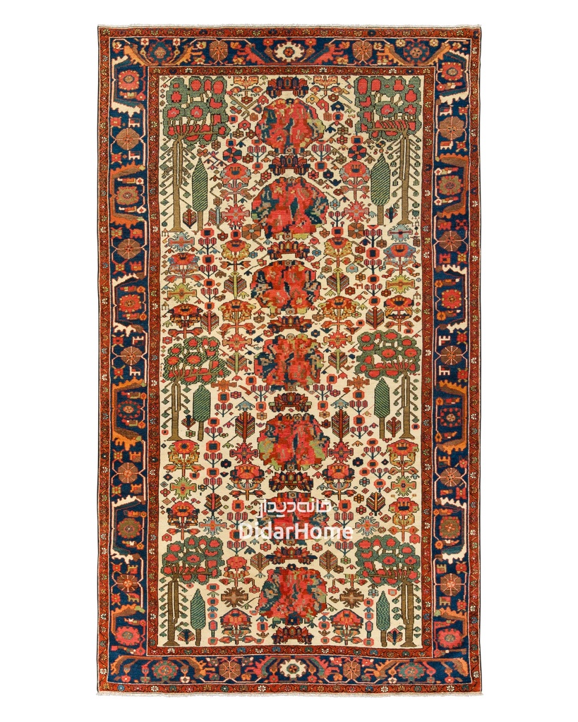 فرش دستباف آنتیک بختیاری طرح ترنجی شش متری