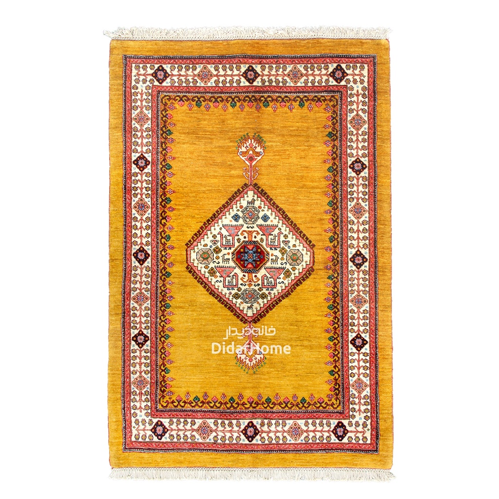 فرش دستباف قشقایی طرح ترنجی ذرع و نیم