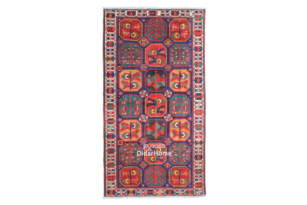 فرش دستباف آنتیک بختیاری طرح خشتی چهار متری