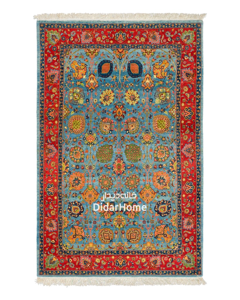 فرش دستباف تبریز ۵۰ رج  چله و گل ابریشم ریزباف طرح افشان چهار متری