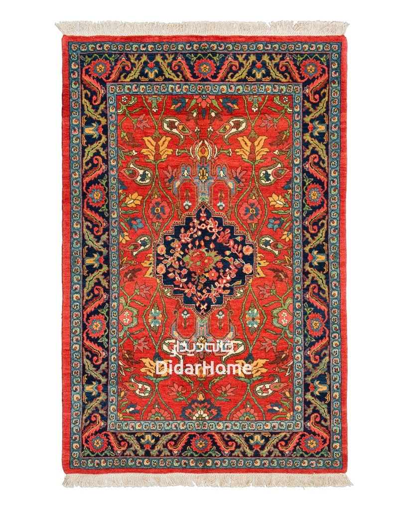 فرش دستباف بیجار طرح ترنجی ریزباف ذرع و نیم