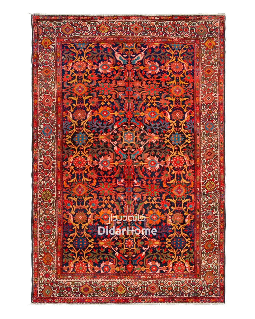 فرش دستباف آنتیک ملایر طرح افشان سه متری