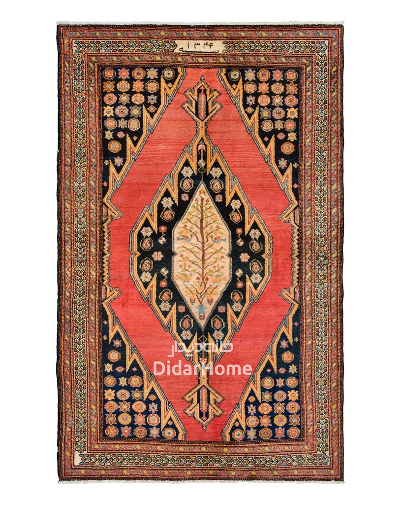 فرش دستباف آنتیک مزلقان طرح ترنجی سه متری