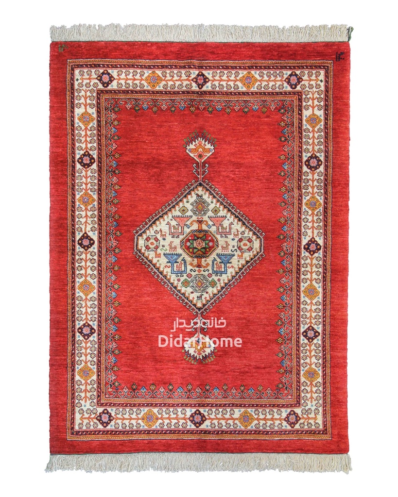 فرش دستباف قشقایی طرح ترنجی ذرع و نیم