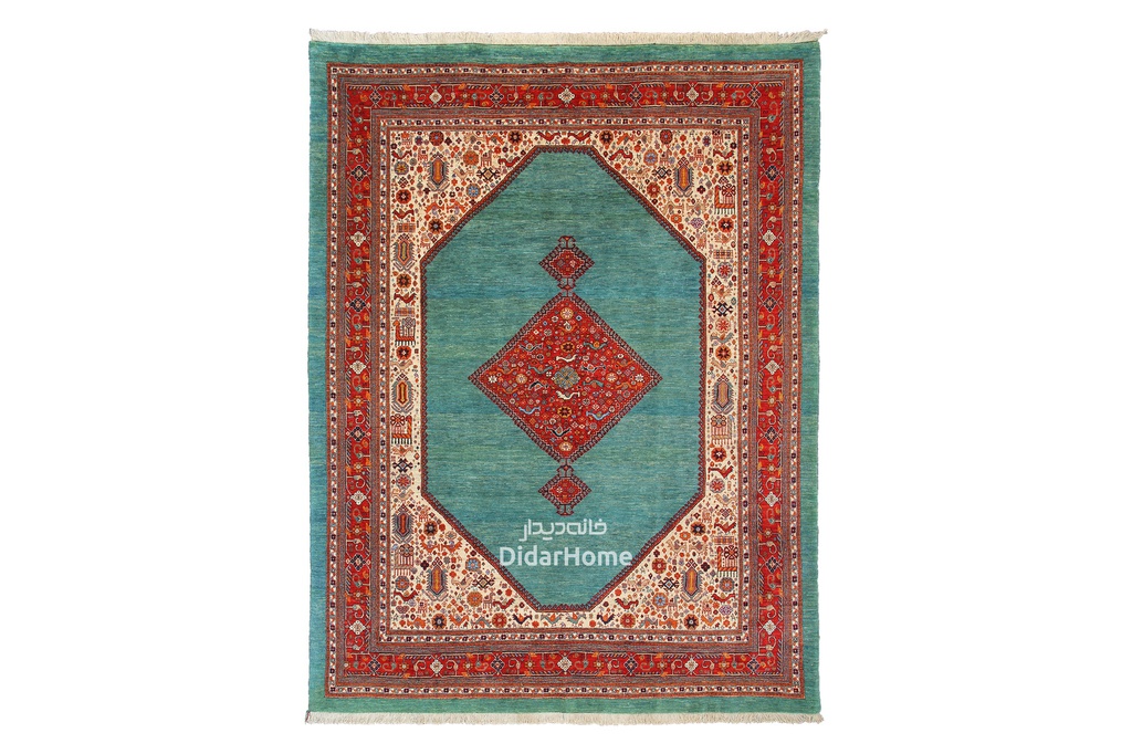 فرش دستباف قشقایی طرح ترنجی نه متری