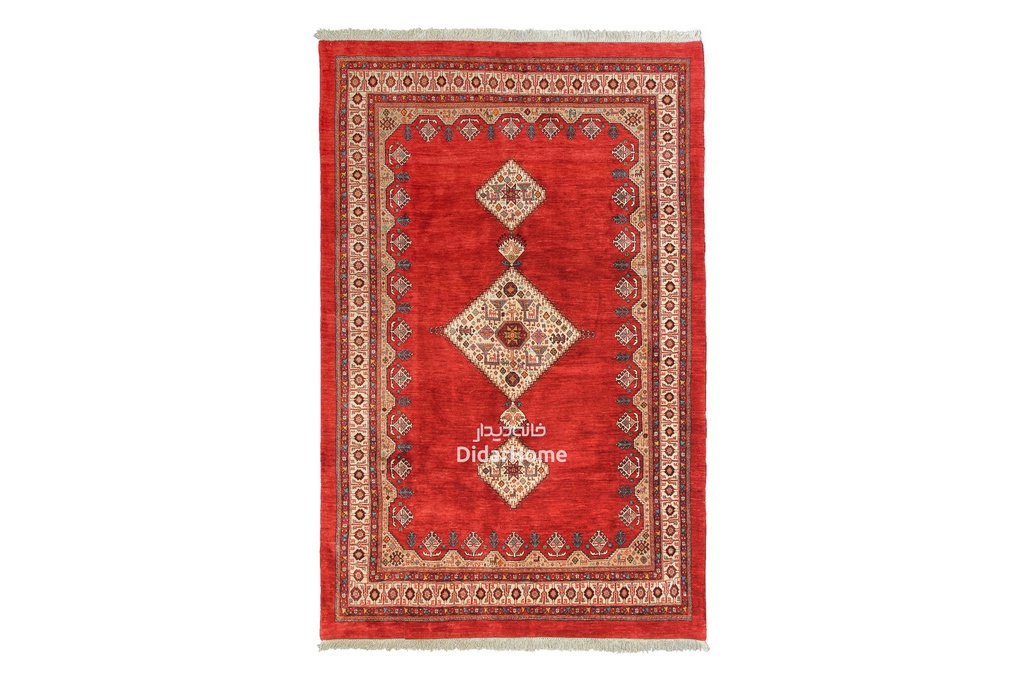 فرش دستباف قشقایی طرح ترنجی شش متری