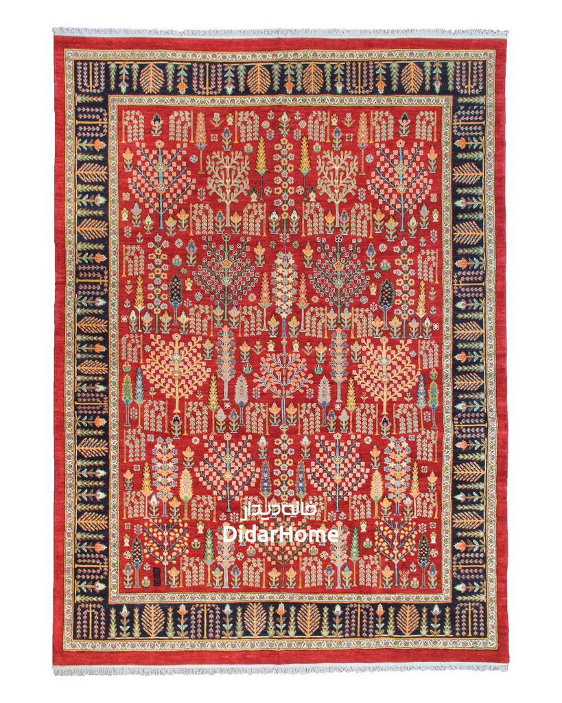 فرش دستباف قشقایی طرح افشان نه متری