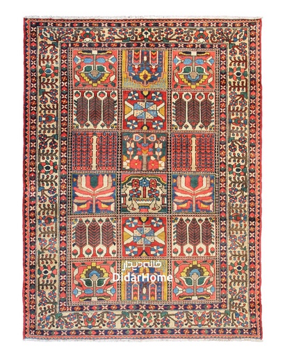 [84030614] فرش دستباف آنتیک بختیاری طرح خشتی سه متری