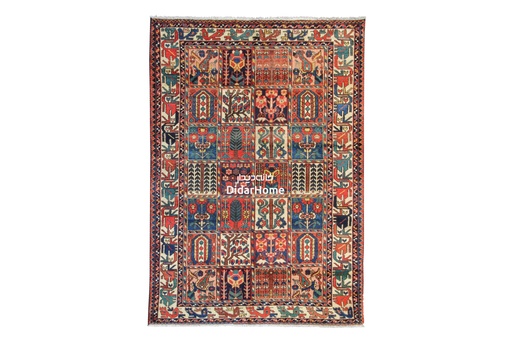 [84020604] فرش دستباف آنتیک بختیاری طرح خشتی سه متری