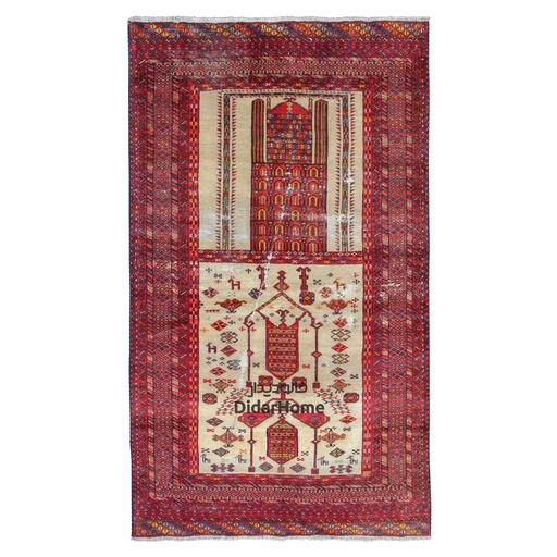 [66029905] فرش دستباف مدرن ترکمن طرح محرابی ذرع و نیم