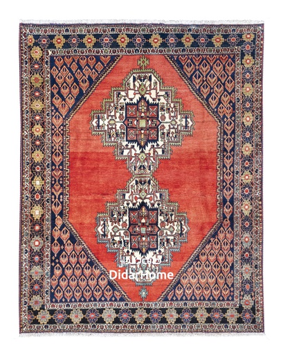 [11031908] فرش دستباف آنتیک کرمان طرح ترنجی سه متری