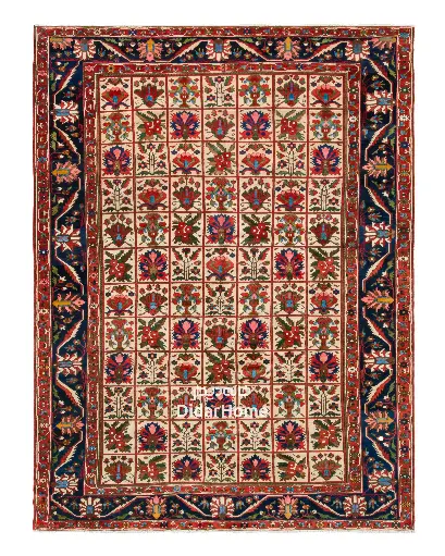 [64136403] فرش دستباف آنتیک بختیاری طرح خشتی چهارده متری